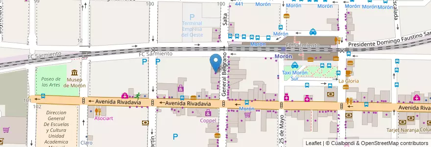 Mapa de ubicacion de Musimundo en Argentinië, Buenos Aires, Partido De Morón, Morón.