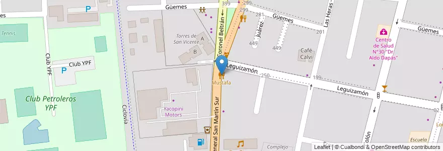Mapa de ubicacion de Mustafa en Argentina, Cile, Mendoza, Godoy Cruz, Departamento Godoy Cruz, Distrito Ciudad De Godoy Cruz.