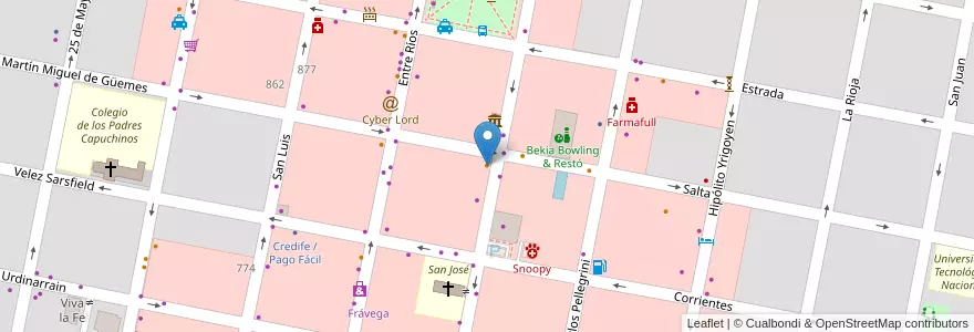 Mapa de ubicacion de Mustike Bar & Pool en Argentinien, Provinz Entre Ríos, Departamento Concordia, Distrito Suburbios, Concordia, Concordia.