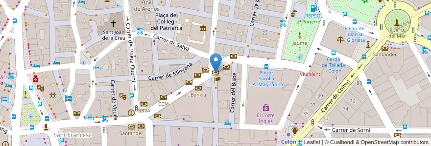 Mapa de ubicacion de Mutua Madrileña en اسپانیا, Comunitat Valenciana, València / Valencia, Comarca De València, València.