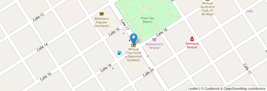 Mapa de ubicacion de Mutual Club Social y Deportivo Godeken en Argentina, Santa Fe, Municipio De Gödeken, Departamento Caseros.
