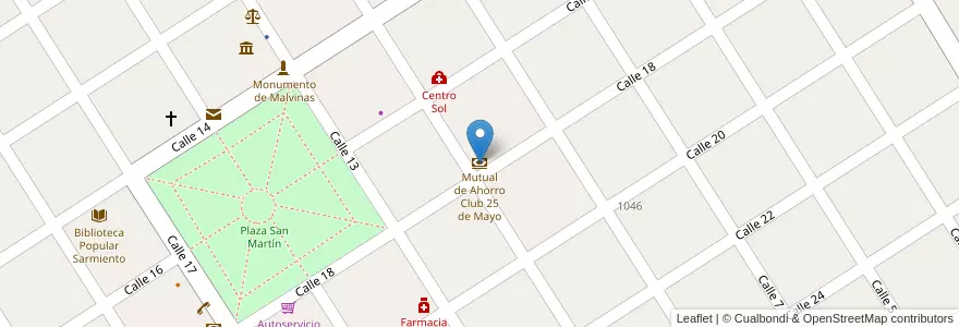 Mapa de ubicacion de Mutual de Ahorro Club 25 de Mayo en Arjantin, Santa Fe, Municipio De Gödeken, Departamento Caseros.
