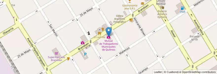Mapa de ubicacion de Mutual de Trabajadores Municipales de Quilmes en 阿根廷, 布宜诺斯艾利斯省, Partido De Quilmes, Quilmes.