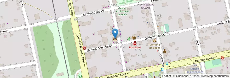 Mapa de ubicacion de Mutual General San Martín en 阿根廷, Santa Fe, Departamento San Jerónimo, Municipio De López, López.