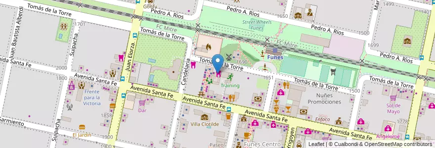 Mapa de ubicacion de MUY Eventos en Argentinië, Santa Fe, Departamento Rosario, Municipio De Funes, Funes.