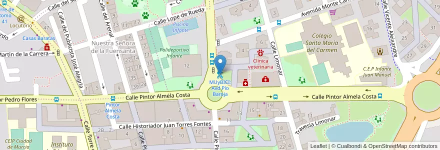 Mapa de ubicacion de MUyBICI: Avd Pío Baroja en Spanje, Murcia, Murcia, Área Metropolitana De Murcia, Murcia.