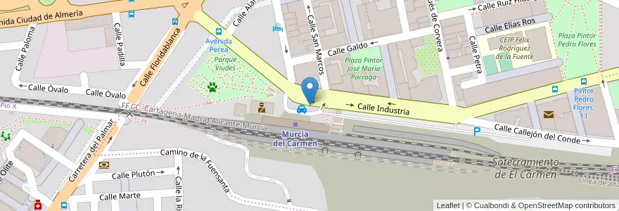 Mapa de ubicacion de MuyBici: Estación R.E.N.F.E. en スペイン, ムルシア州, ムルシア州, Área Metropolitana De Murcia, Murcia.