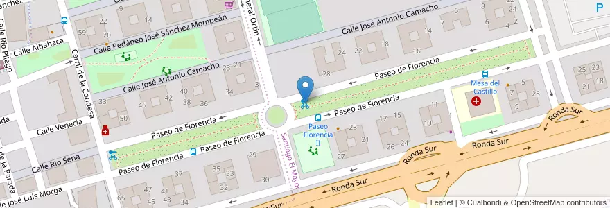 Mapa de ubicacion de MUyBICI: Paseo Florencia 1 en スペイン, ムルシア州, ムルシア州, Área Metropolitana De Murcia, Murcia.