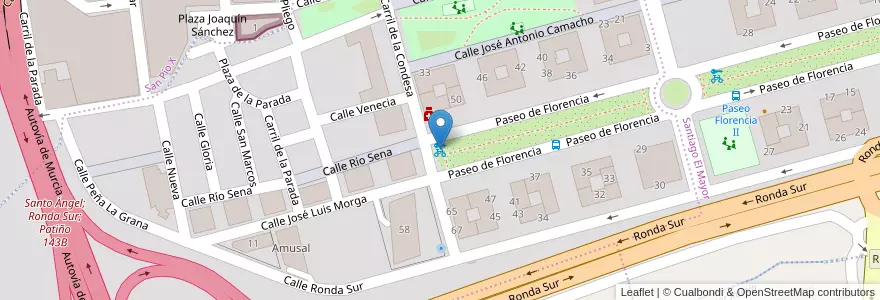Mapa de ubicacion de MUyBICI: Paseo Florencia 2 en Spain, Region Of Murcia, Region Of Murcia, Área Metropolitana De Murcia, Murcia.