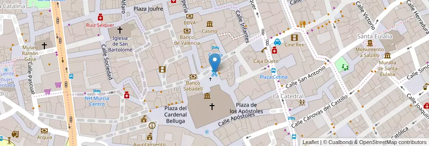 Mapa de ubicacion de MUyBICI: Plaza de la Cruz en 西班牙, Región De Murcia, Región De Murcia, Área Metropolitana De Murcia, Murcia.