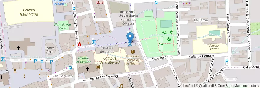 Mapa de ubicacion de MUyBICI: Plaza de la Merced 2 en スペイン, ムルシア州, ムルシア州, Área Metropolitana De Murcia, Murcia.