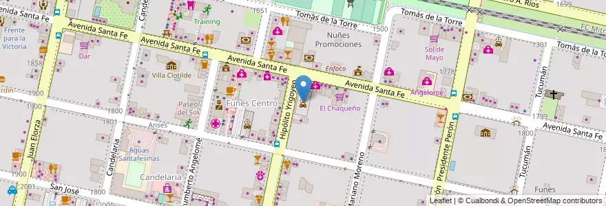 Mapa de ubicacion de MV Automotores en Argentinië, Santa Fe, Departamento Rosario, Municipio De Funes, Funes.