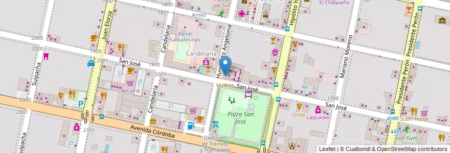 Mapa de ubicacion de Mythos en Argentinien, Santa Fe, Departamento Rosario, Municipio De Funes, Funes.