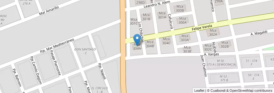 Mapa de ubicacion de Mza 304A en アルゼンチン, サルタ州, Capital, Municipio De Salta, Salta.