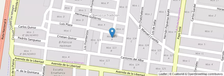 Mapa de ubicacion de Mza. 323 A en 아르헨티나, Salta, Capital, Municipio De Salta.