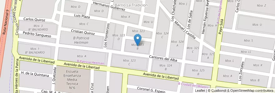 Mapa de ubicacion de Mza. 323 B en Argentinien, Salta, Capital, Municipio De Salta.