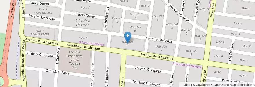 Mapa de ubicacion de Mza. 323 C en Argentinien, Salta, Capital, Municipio De Salta.