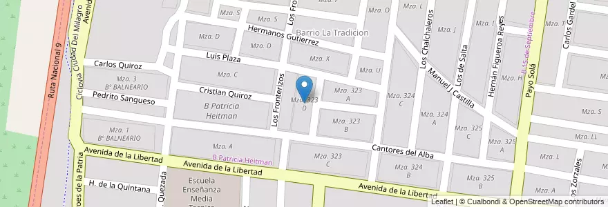 Mapa de ubicacion de Mza. 323 D en آرژانتین, Salta, Capital, Municipio De Salta.