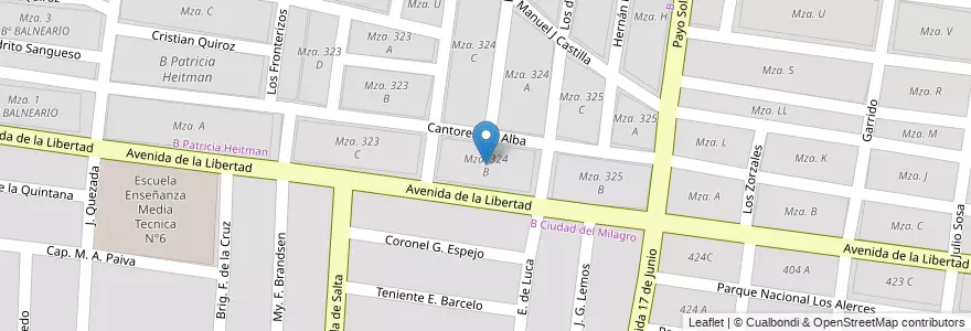 Mapa de ubicacion de Mza. 324 B en Arjantin, Salta, Capital, Municipio De Salta.