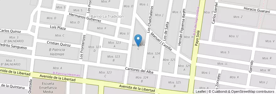Mapa de ubicacion de Mza. 324 C en 아르헨티나, Salta, Capital, Municipio De Salta.