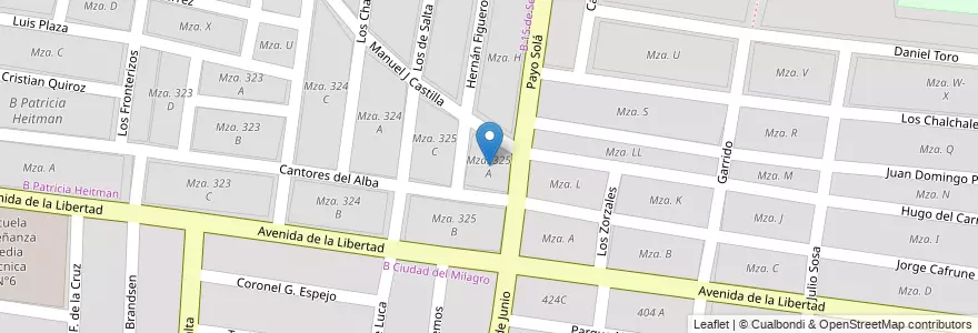 Mapa de ubicacion de Mza. 325 A en آرژانتین, Salta, Capital, Municipio De Salta.