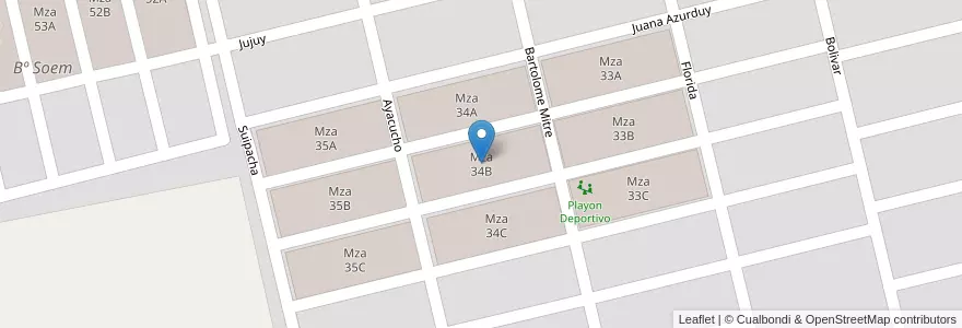 Mapa de ubicacion de Mza 34B en آرژانتین, Salta, General Güemes, Municipio De General Güemes.