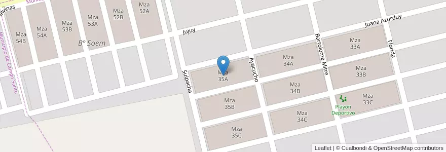 Mapa de ubicacion de Mza 35A en Argentina, Salta, General Güemes, Municipio De General Güemes.