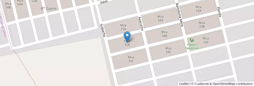 Mapa de ubicacion de Mza 35B en 아르헨티나, Salta, General Güemes, Municipio De General Güemes.