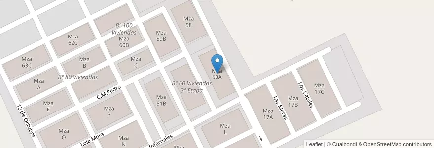 Mapa de ubicacion de Mza 50A en Argentinien, Salta, General Güemes, Municipio De Campo Santo.