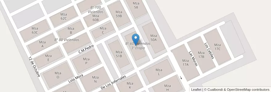 Mapa de ubicacion de Mza 51A en 阿根廷, Salta, General Güemes, Municipio De Campo Santo.