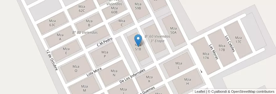 Mapa de ubicacion de Mza 51B en 阿根廷, Salta, General Güemes, Municipio De Campo Santo.