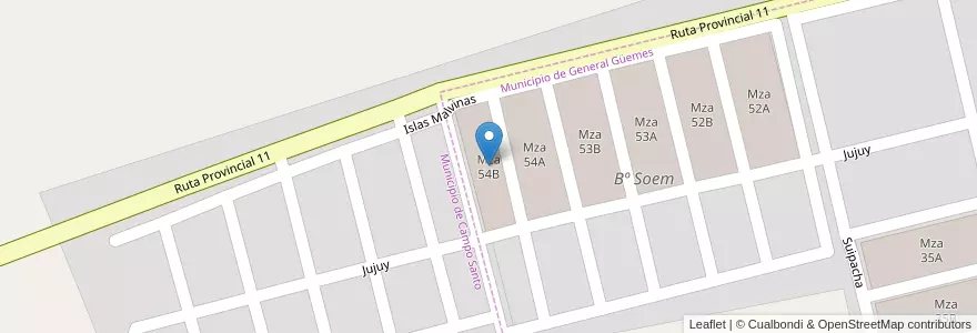 Mapa de ubicacion de Mza 54B en آرژانتین, Salta, General Güemes, Municipio De General Güemes.