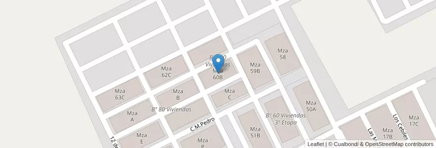 Mapa de ubicacion de Mza 60B en 아르헨티나, Salta, General Güemes, Municipio De Campo Santo.