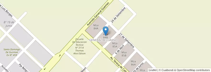 Mapa de ubicacion de Mza 84B en 아르헨티나, Salta, Anta, Municipio De Joaquín V. González.