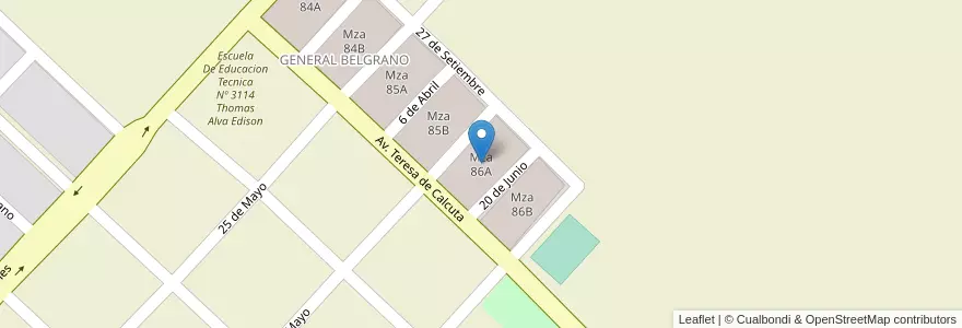 Mapa de ubicacion de Mza 86A en الأرجنتين, Salta, Anta, Municipio De Joaquín V. González.
