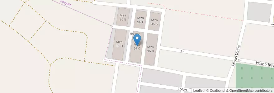 Mapa de ubicacion de Mza 96 C en アルゼンチン, サルタ州, Cafayate, Municipio De Cafayate.