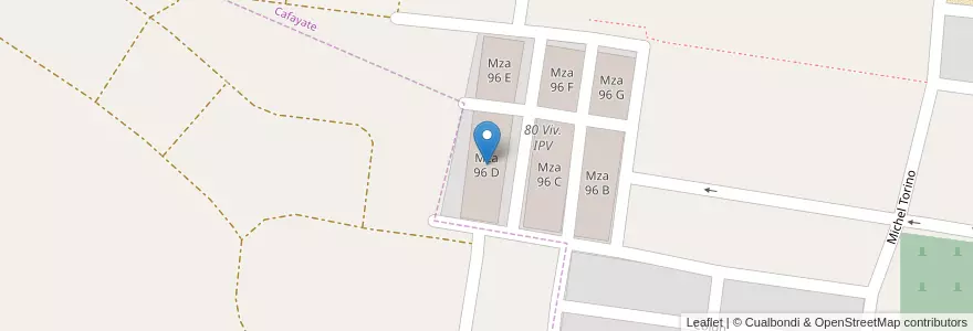 Mapa de ubicacion de Mza 96 D en アルゼンチン, サルタ州, Cafayate, Municipio De Cafayate.