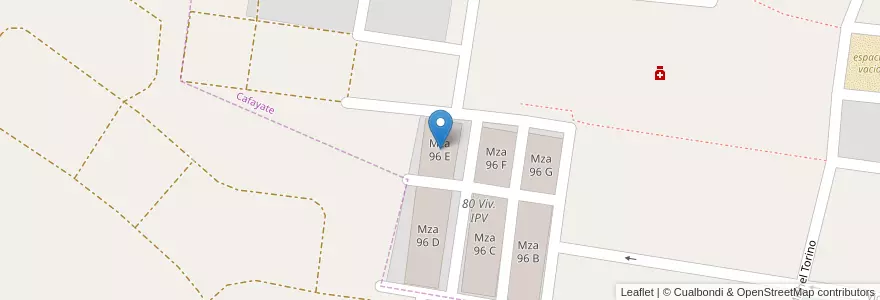 Mapa de ubicacion de Mza 96 E en Argentine, Salta, Cafayate, Municipio De Cafayate.