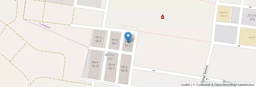 Mapa de ubicacion de Mza 96 G en Argentine, Salta, Cafayate, Municipio De Cafayate.
