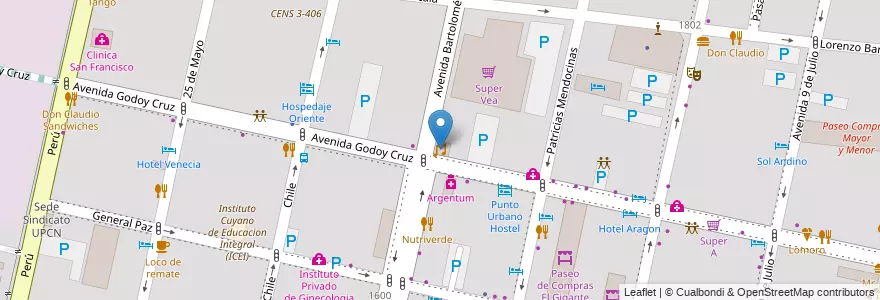 Mapa de ubicacion de N8 Estudio en 阿根廷, 智利, Mendoza, Departamento Capital, Ciudad De Mendoza.