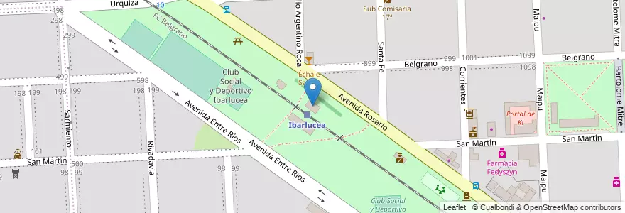 Mapa de ubicacion de NAC Ibarlucea en 阿根廷, Santa Fe, Departamento Rosario, Municipio De Ibarlucea, Ibarlucea.