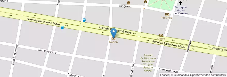 Mapa de ubicacion de Nación en الأرجنتين, بوينس آيرس, Partido De Carmen De Areco, Carmen De Areco.