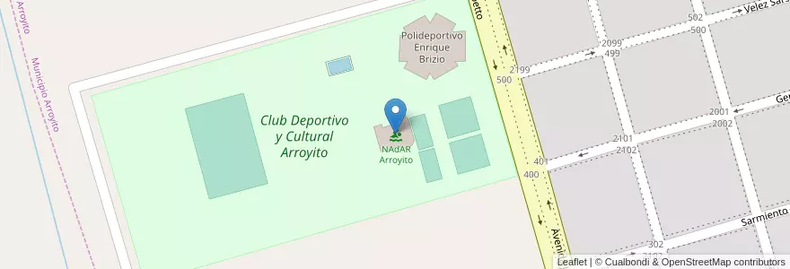 Mapa de ubicacion de NAdAR Arroyito en アルゼンチン, コルドバ州, Departamento San Justo, Municipio Arroyito, Pedanía Arroyito, Arroyito.