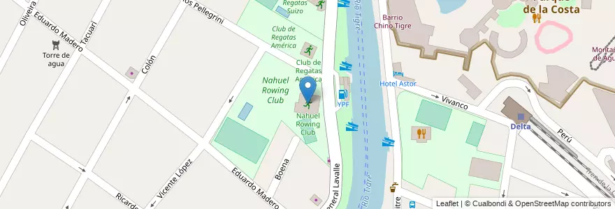 Mapa de ubicacion de Nahuel Rowing Club en アルゼンチン, ブエノスアイレス州, Partido De Tigre, Tigre.