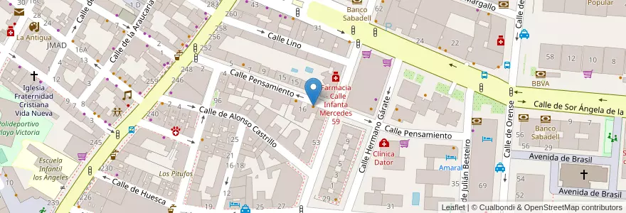 Mapa de ubicacion de Namaste Madrid en スペイン, マドリード州, Comunidad De Madrid, Área Metropolitana De Madrid Y Corredor Del Henares, Madrid.