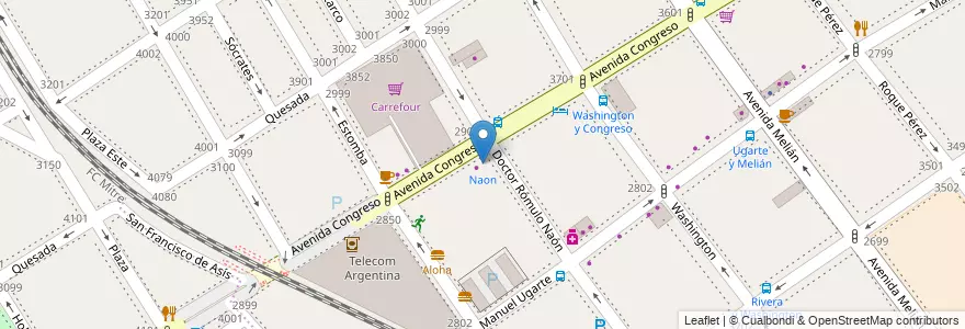 Mapa de ubicacion de Naon, Coghlan en アルゼンチン, Ciudad Autónoma De Buenos Aires, Comuna 12, ブエノスアイレス.