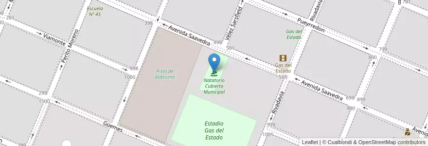 Mapa de ubicacion de Natatorio Cubierto Municipal en Argentinien, Chile, Provinz Santa Cruz, Pico Truncado, Deseado, Pico Truncado, Zona Central.
