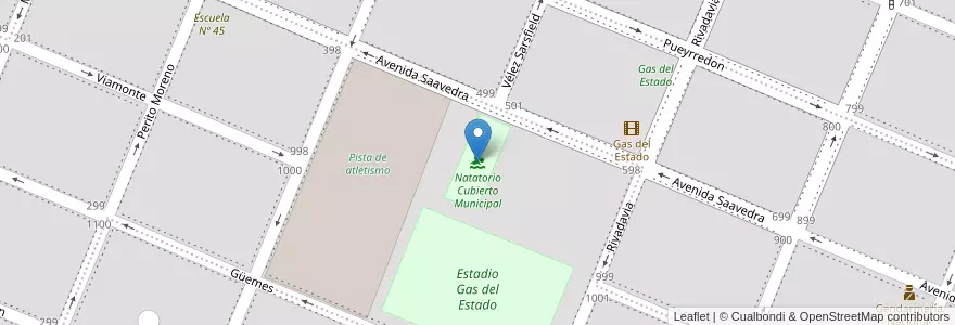 Mapa de ubicacion de Natatorio Cubierto Municipal en الأرجنتين, تشيلي, محافظة سانتا كروز, Pico Truncado, Deseado, Pico Truncado, Zona Central.