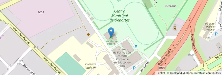 Mapa de ubicacion de Natatorio IFDCEF en 아르헨티나, 리오네그로주, Departamento Adolfo Alsina, Viedma, Viedma.