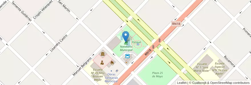 Mapa de ubicacion de Natatorio Municipal en 阿根廷, 恩特雷里奥斯省, Departamento San Salvador, Distrito Arroyo Grande, San Salvador.